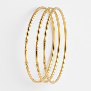 Set of 3 Gold Tone Textured Bangle Bracelets